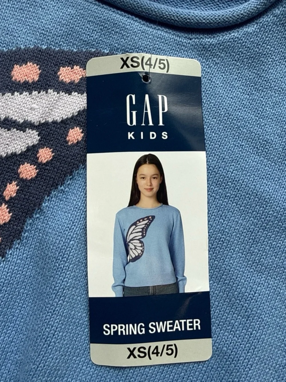 GAP Blue Sweater with Butterfly Intarsia